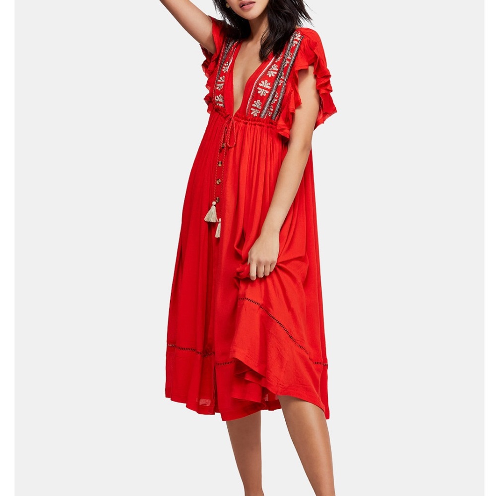 Will wait for you embroidered midi dress